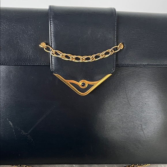 Cartier Inky Blue Leather Flap Bag Purse / Clutch - Picture 5 of 16